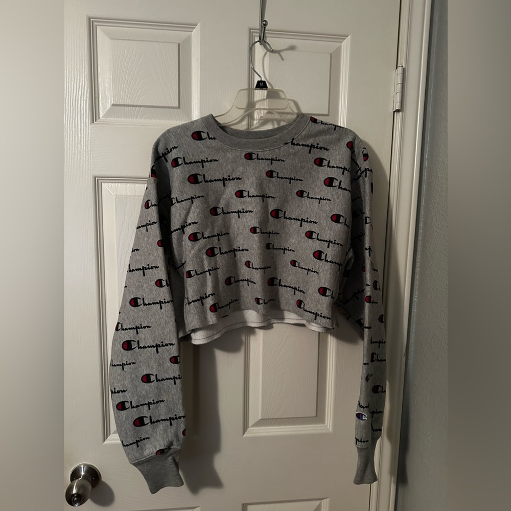 Reverse Weave Cropped Cut Off Crew- Fit, All-Over Logo